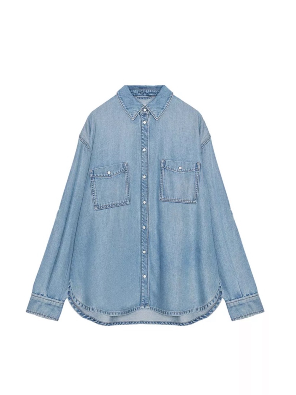 Light Wash Denim Button-Up Shirt